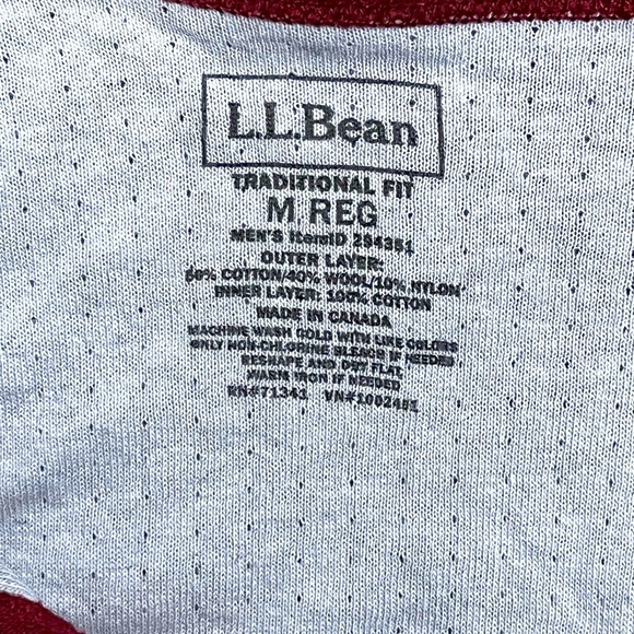 LL Bean long sleeve grey and maroon crew neck shirt - Picture 3 of 6